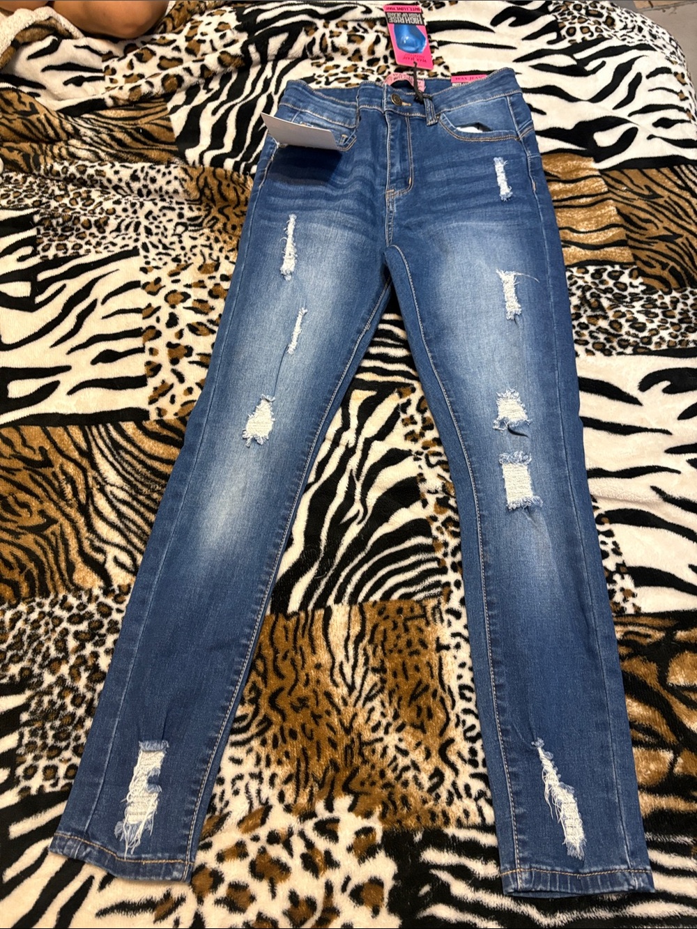 Wax Jean Blue Distressed Skinny Jeans